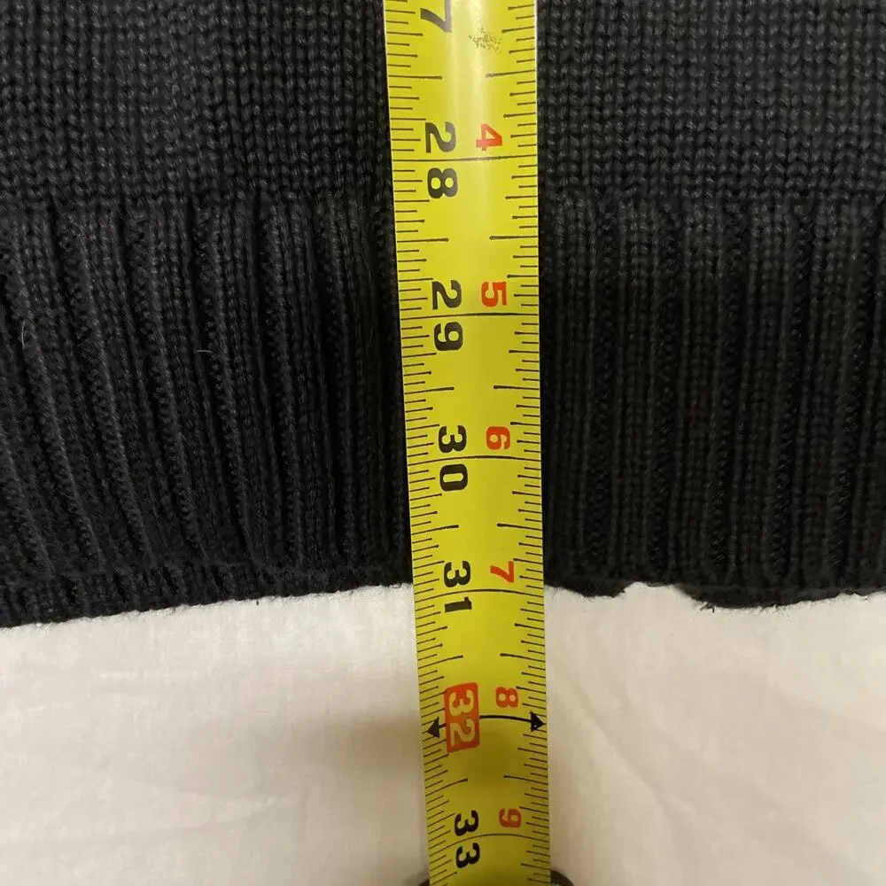 LL Bean Sweater Mens MED Tall Black Mock Neck Ribbed Knit Full Zip Cardigan